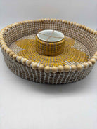 Tan Woven Seagrass Chip and Dip Set | True Fashionistas.