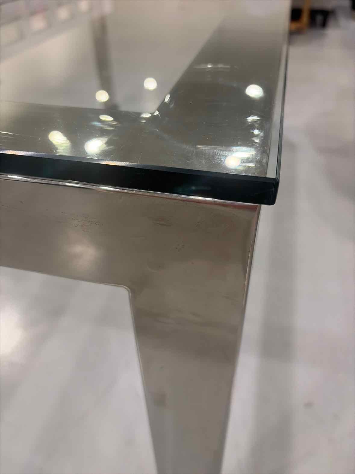 Atfaro Silver Metal Glass Top Dining Room Table | True Fashionistas.