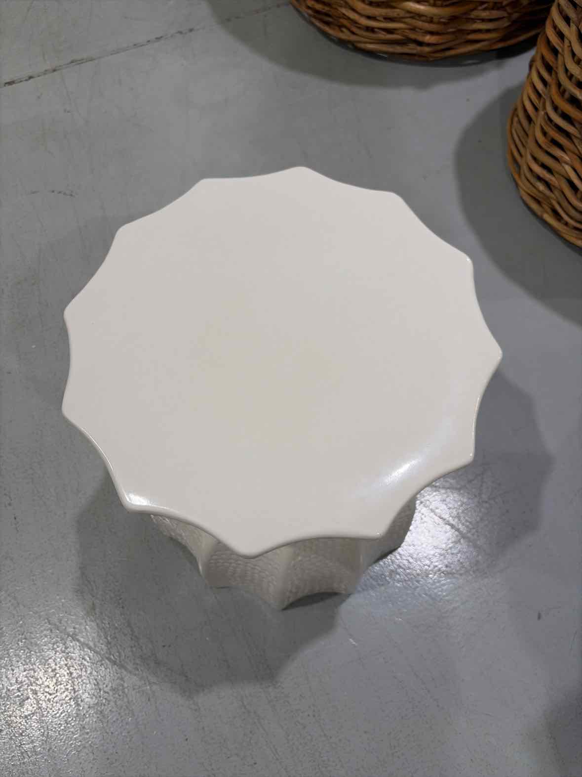 Made Goods White Textured Ceramic Stool | True Fashionistas.