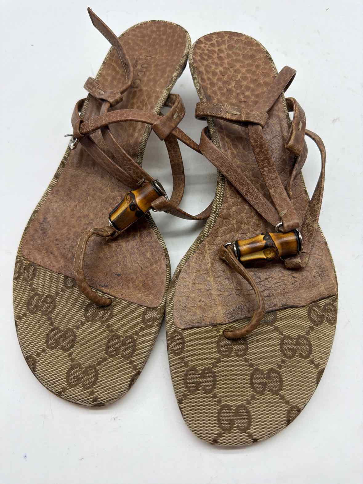 Pre-Owned Gucci Tan Size 37 Strappy Heels | True Fashionistas.
