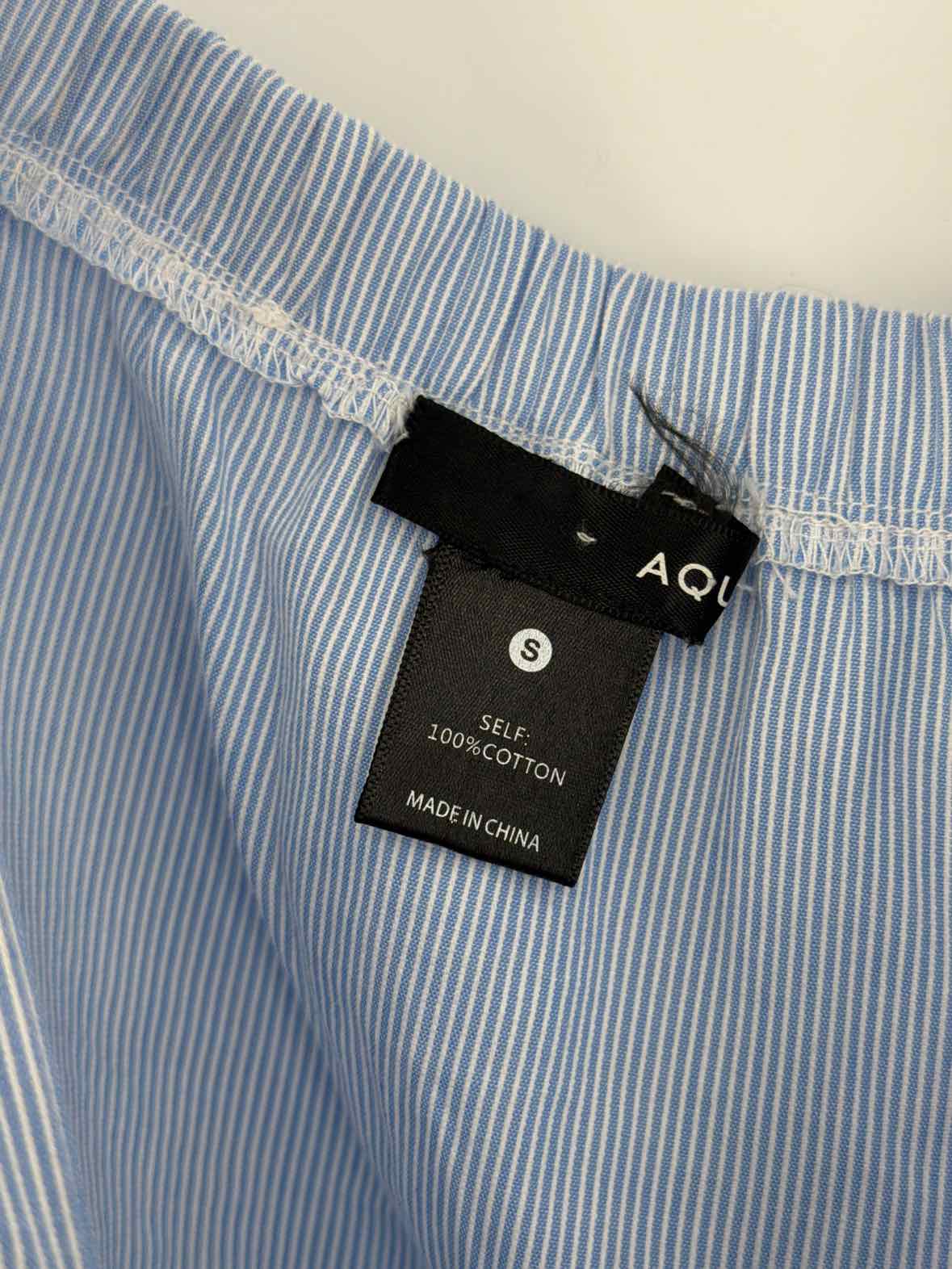 Pre-Owned Aqua Blue Size Small Stripe Off Shoulder Short Short Sleeve Dress | True Fashionistas.