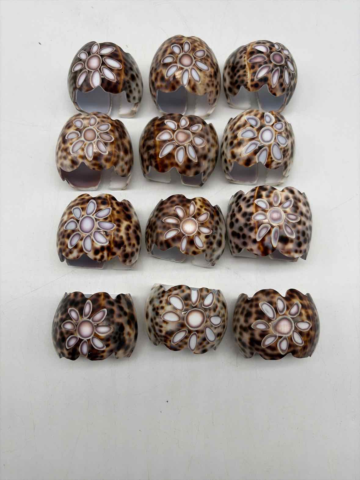 Set of 6 Tiger Cowrie Shell Napkin Rings | True Fashionistas.