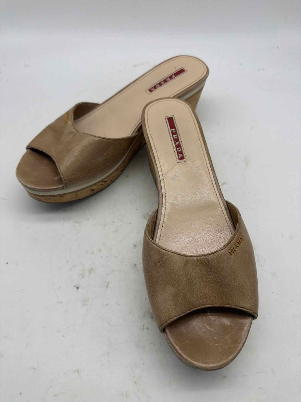 Pre-Owned Prada Tan Mule Heels | True Fashionistas.
