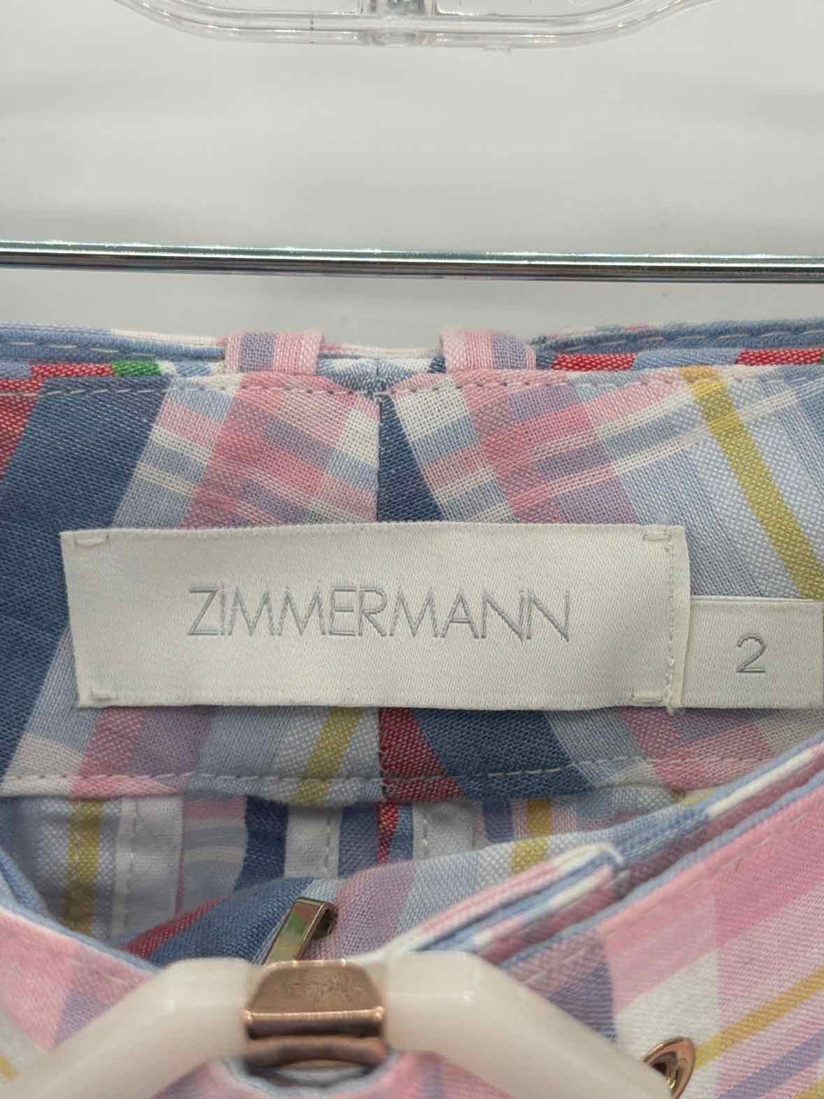 Pre-Owned Zimmermann Blue Size 2 Plaid Dress Pants | True Fashionistas.