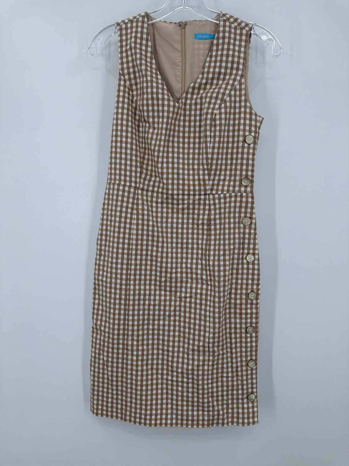 Pre-Owned J Mclaughlin Tan Size 0 Check Short Sleeveless Dress | True Fashionistas.
