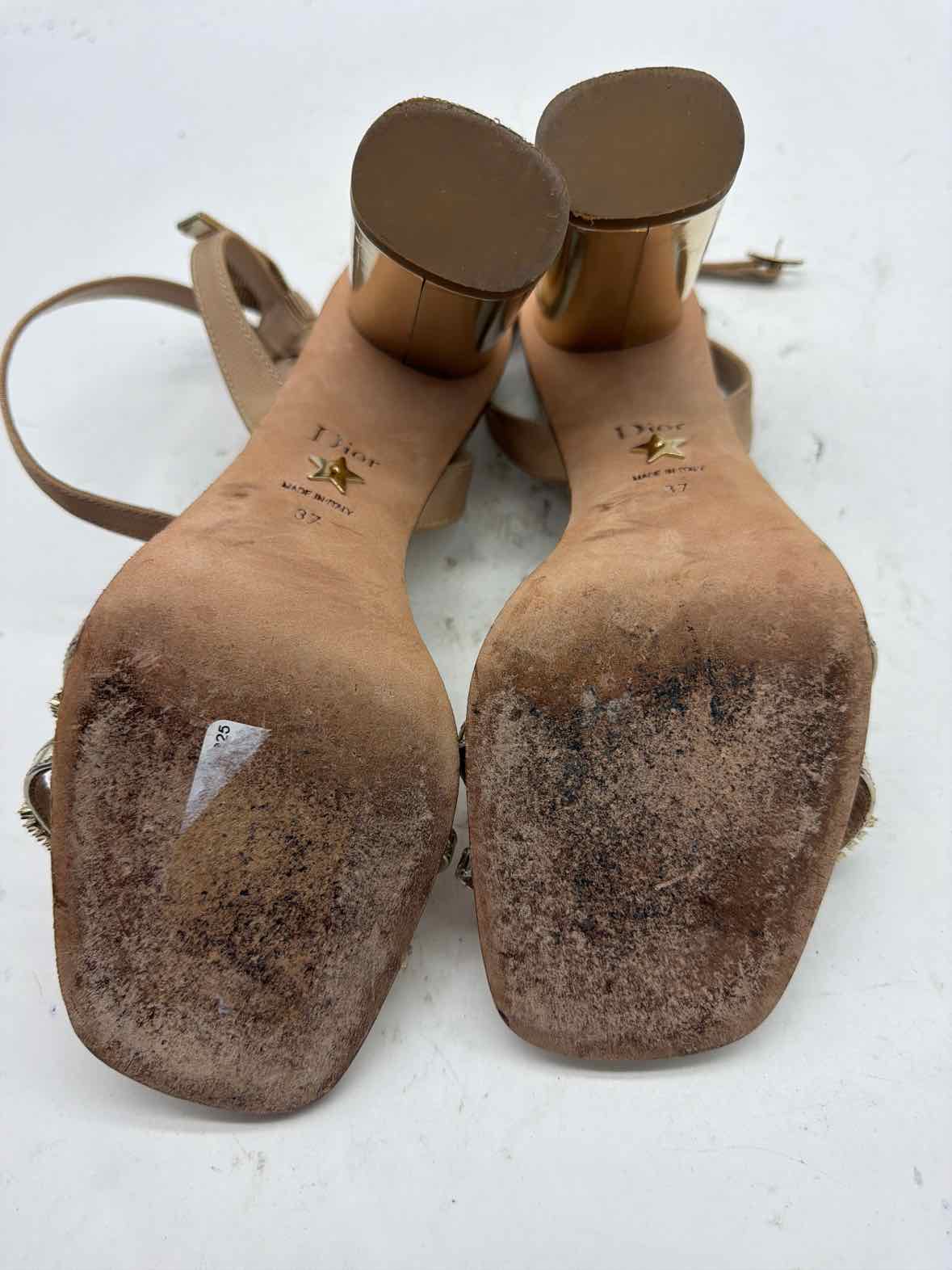 Pre-Owned Christian Dior Gold Size 7 Strappy Heels | True Fashionistas.