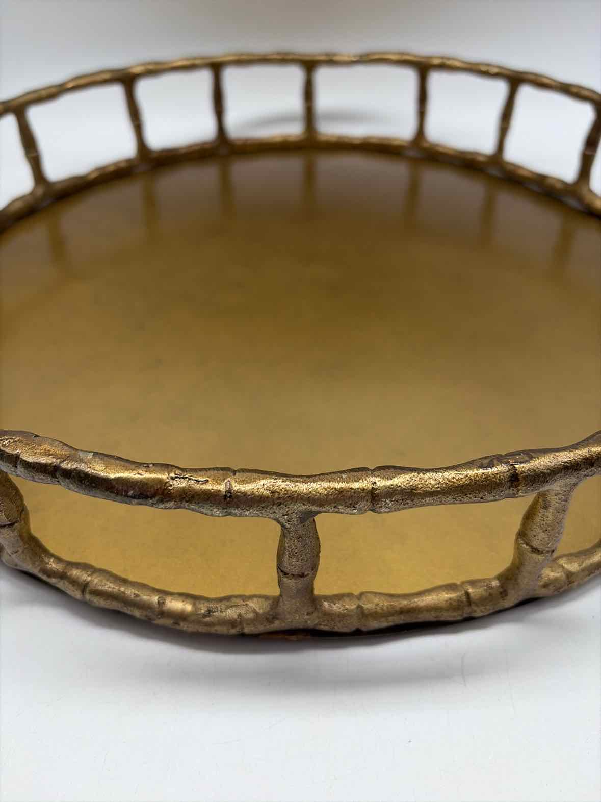Gold Cast Aluminum Faux Bamboo Tray | True Fashionistas.