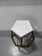 Universal Pentagonal Mother Of Pearl Top End Table | True Fashionistas.