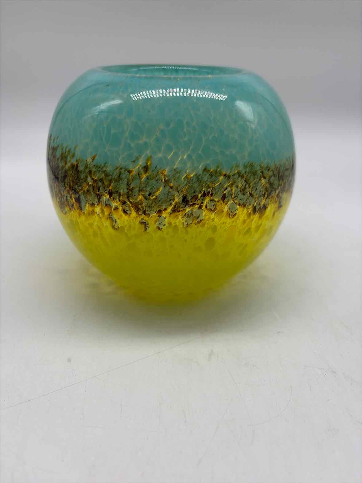 Blue Yellow & Brown Glass Vase | True Fashionistas.
