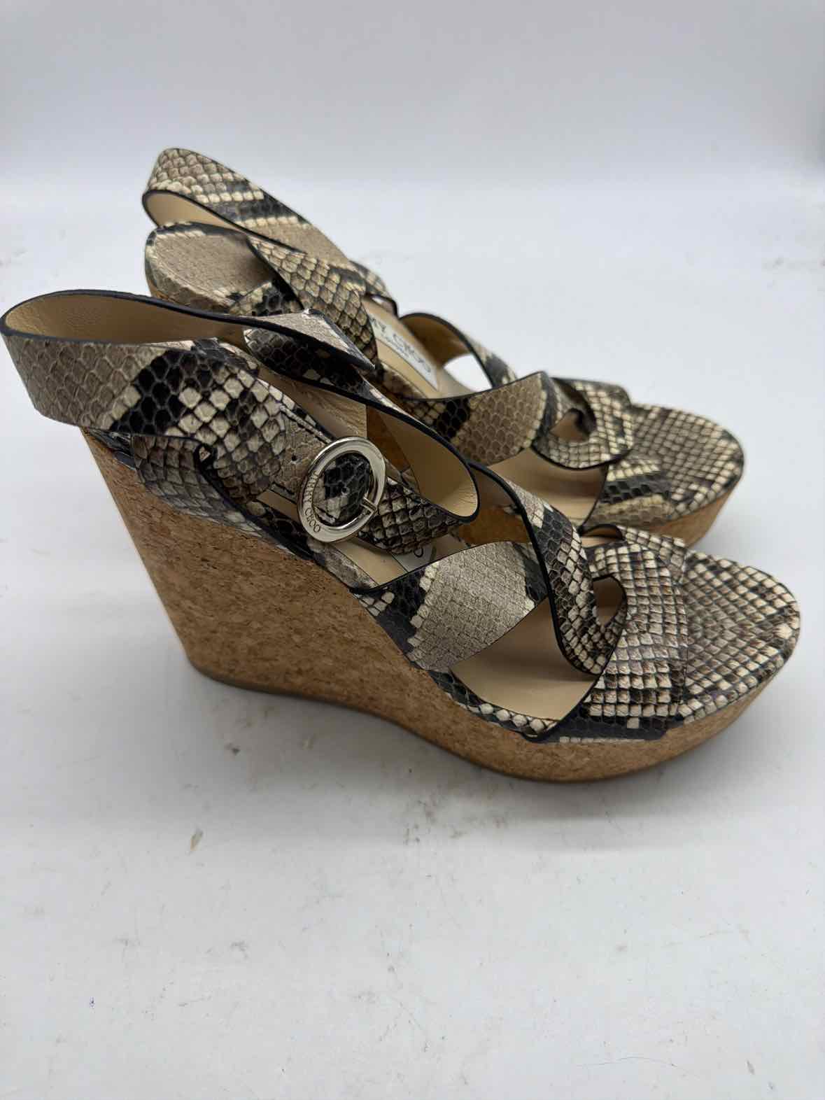 Pre-Owned Jimmy Choo Tan Size 10 Wedge Heels | True Fashionistas.