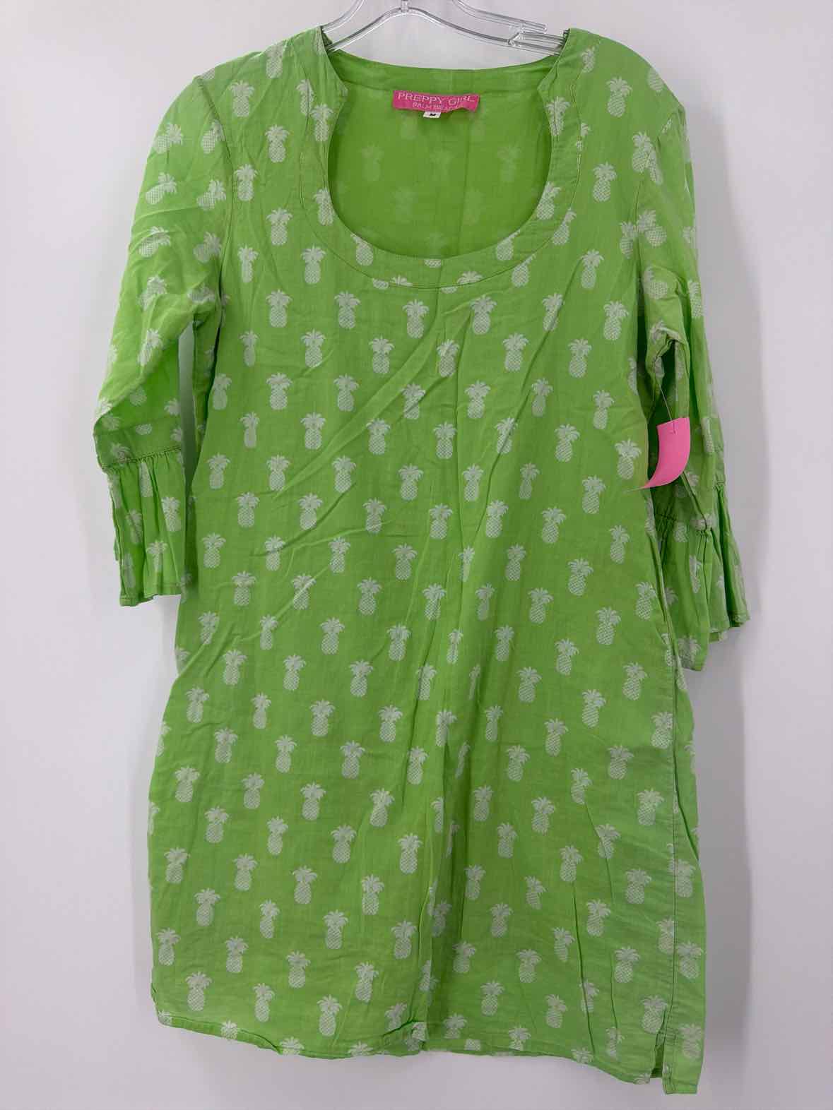 Pre-Owned Preppy Girl Palm Beach Green Size Medium Short Long Sleeve Dress | True Fashionistas.