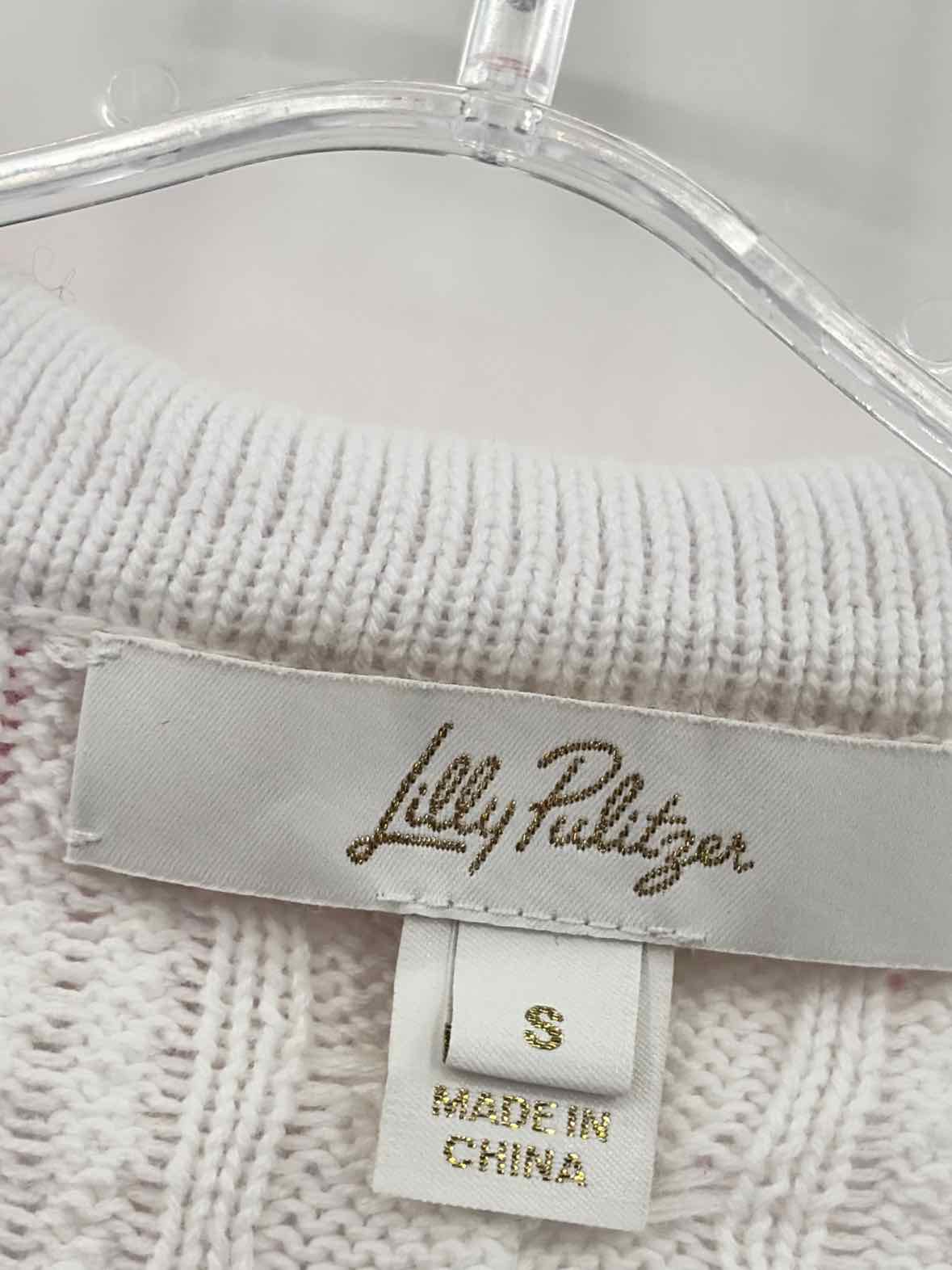 Lilly Pulitzer White Size Small Cable Knit Short Sleeve Sweater | True Fashionistas.