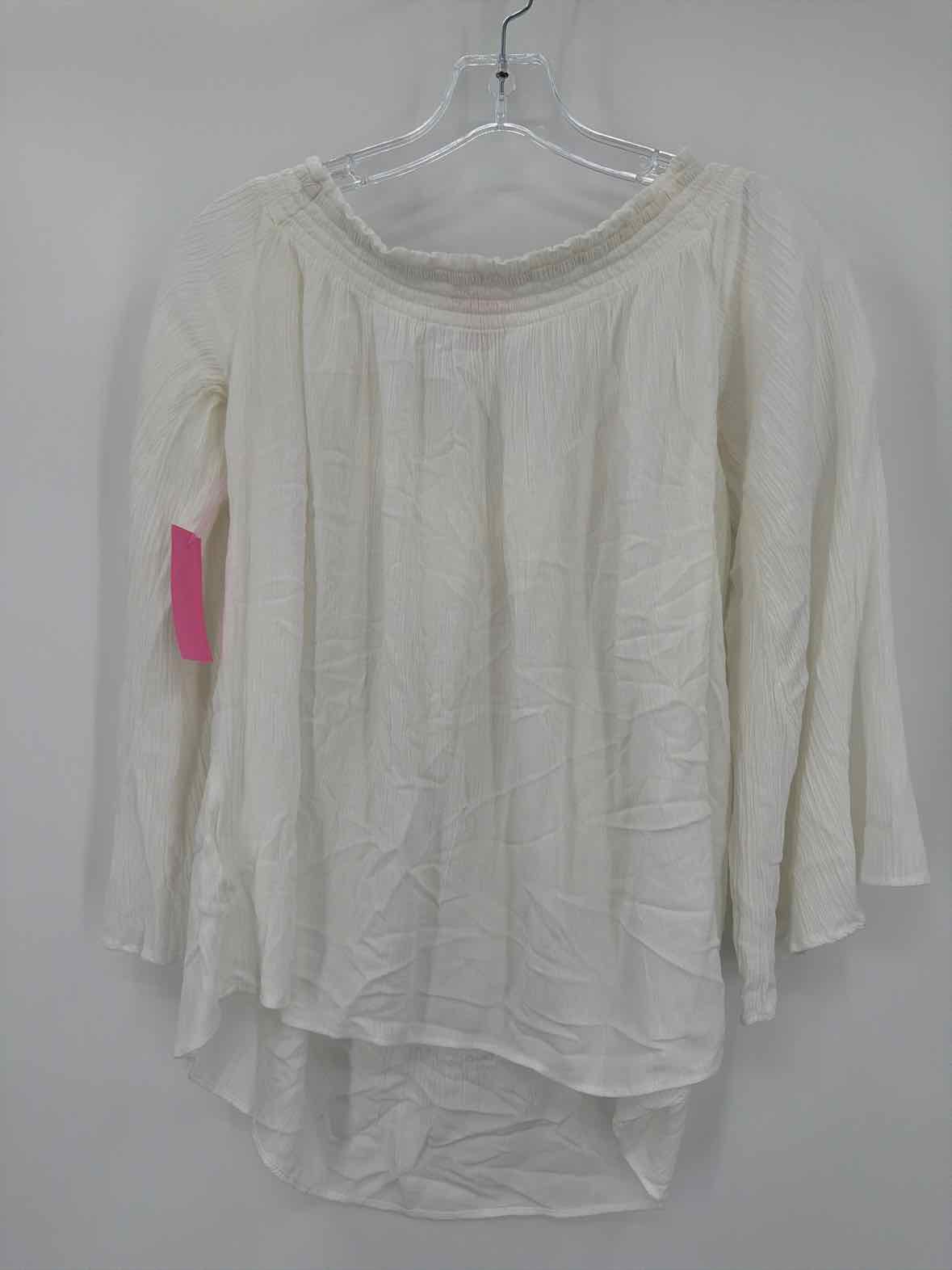 Pre-Owned Lilly Pulitzer White Size Medium Off Shoulder Blouse | True Fashionistas.