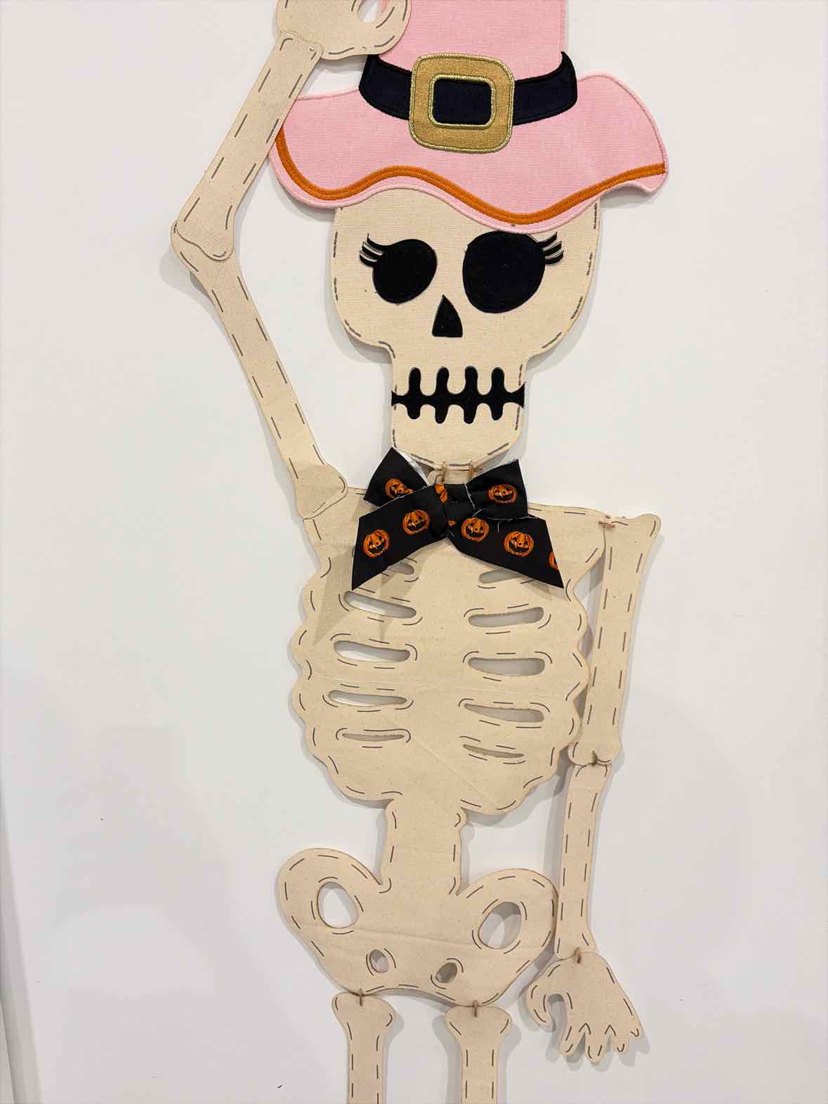 Pink Halloween Girl Skeleton Fabric Door Hanger | True Fashionistas.