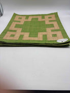 Set of 8 Pomegranate Green Greek Key Raffia Placemats | True Fashionistas.