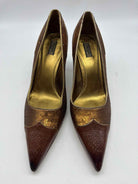 Pre-Owned Prada Gold Size 38.5 Sequin Pump Heels | True Fashionistas.