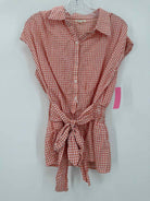 Pre-Owned Max Studio Orange Size Medium Check Print Button Down | True Fashionistas.