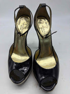 Pre-Owned Gucci Black Size 9.5 Patent Leather Peep Toe Heels | True Fashionistas.