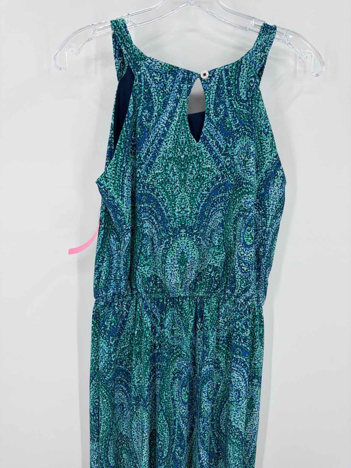 Pre-Owned En Focus Blue Size 8 Long Sleeveless Dress | True Fashionistas.