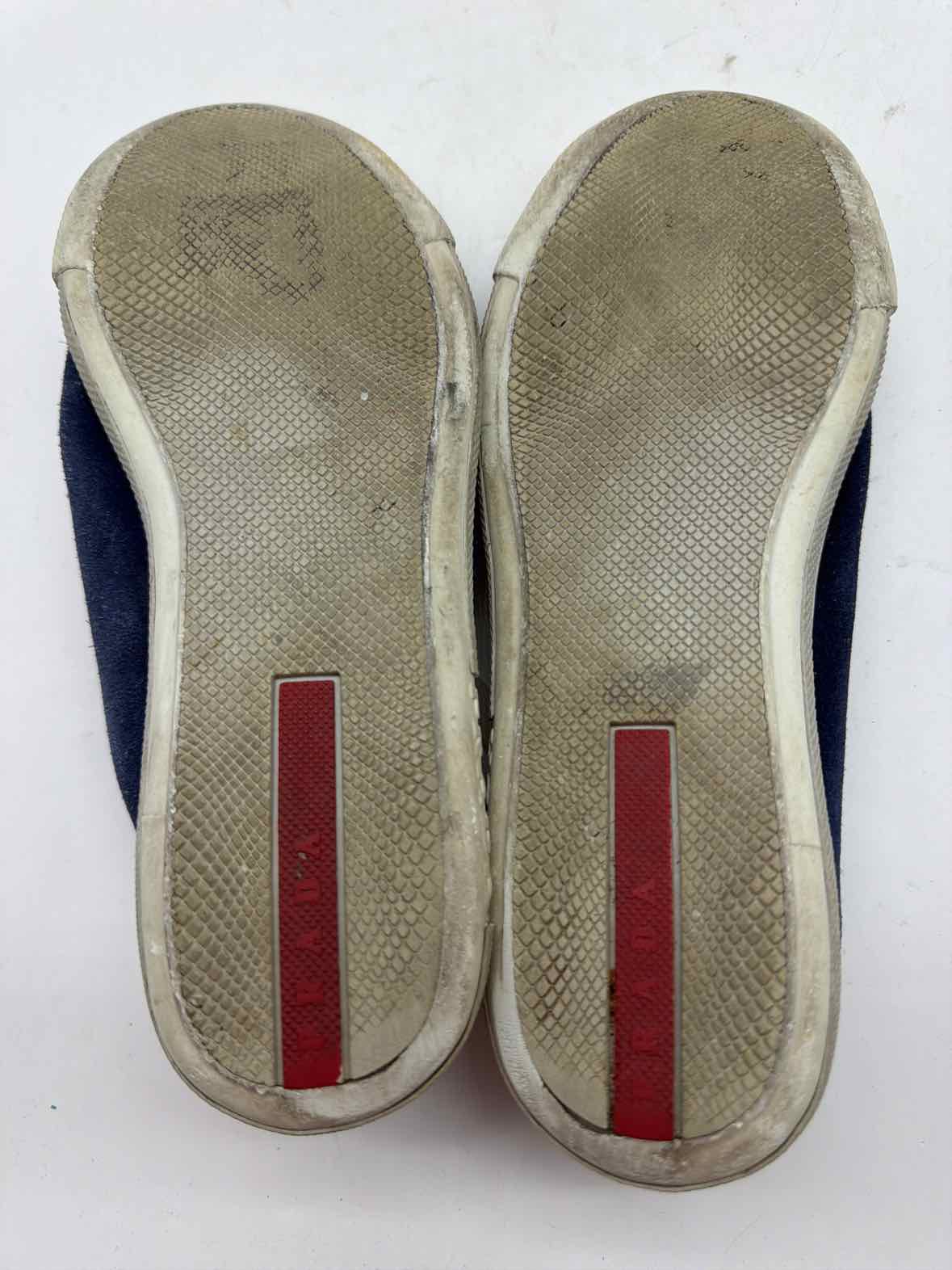 Pre-Owned Prada Blue Size 36.5 Suede Fashion Sneaker Athletic Shoes | True Fashionistas.